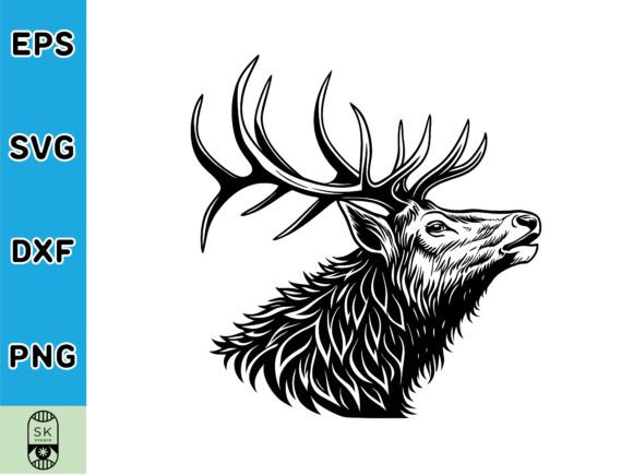 A Versatile Elk Graphic for Crafts and Branding