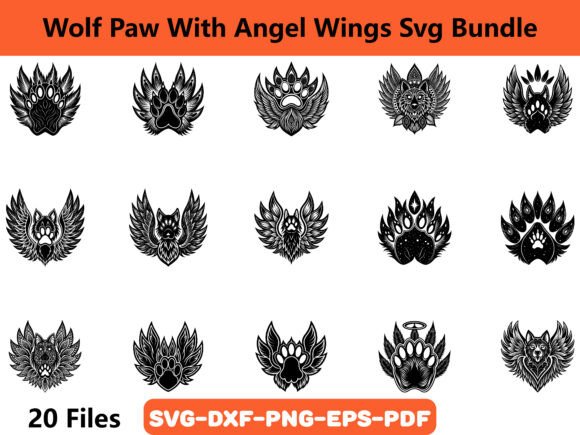 A Wolf Paw Angel Wings SVG for Branding & Marketing