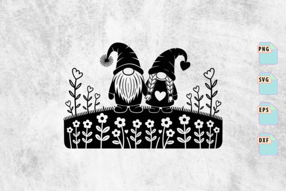 Gnome Couple in Love Garden SVG for Creative Crafts
