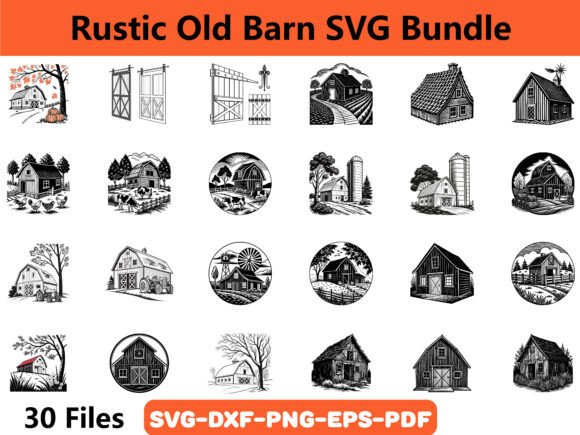 Rustic Old Barn SVG Bundle for Crafts & Commercial Graphics